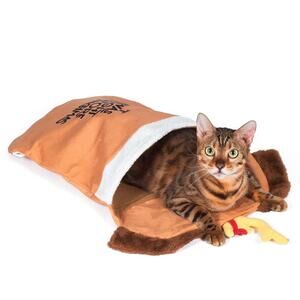 The Grinch‎ Max Cat Tunnel Hiding Toy Brown Crinkle Thrash Plush Pocket New